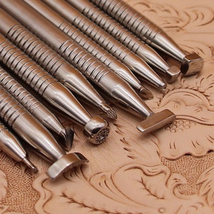 Full Set 304 Stainless Steel Leather Stamp Tools Set Leather Craft Kit Custom Punch Professional Leather Tool Stamping