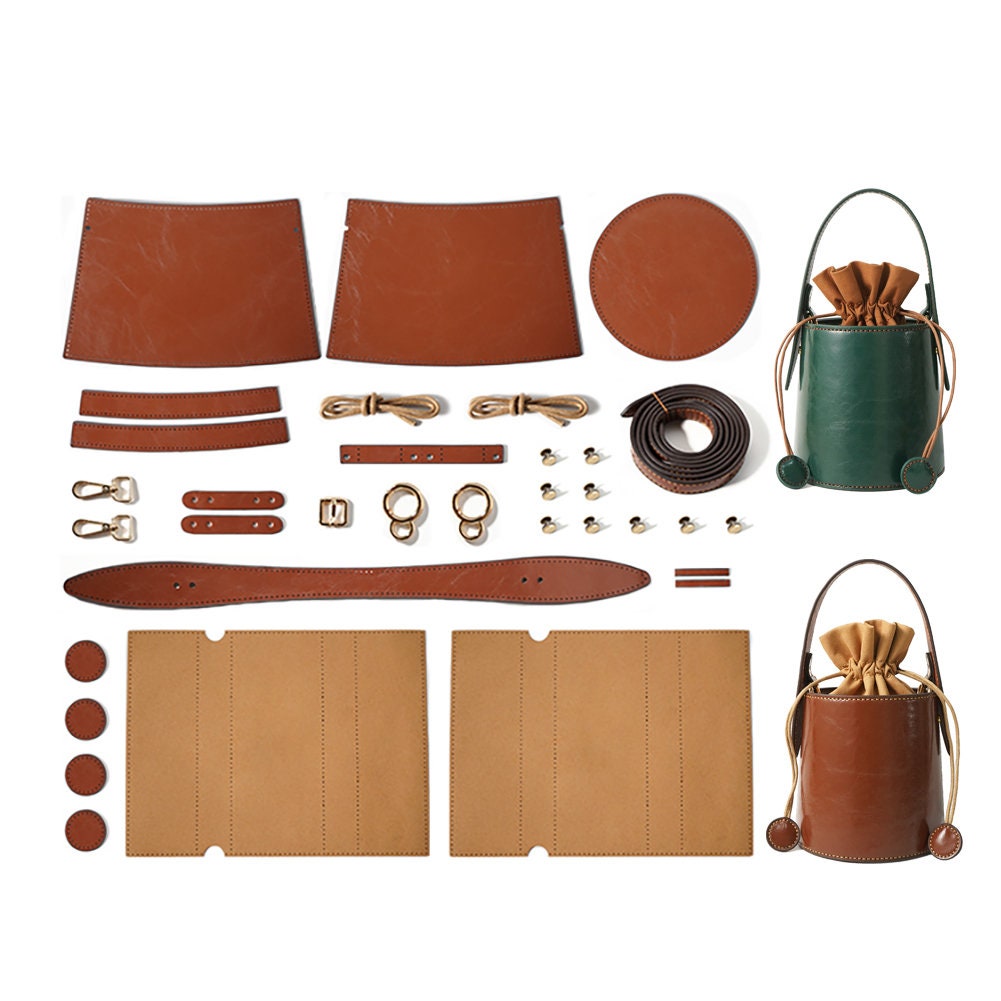 DIY Genuine Leather Bag Materials Kit Shoulder Bag Bucket Bag Etsy