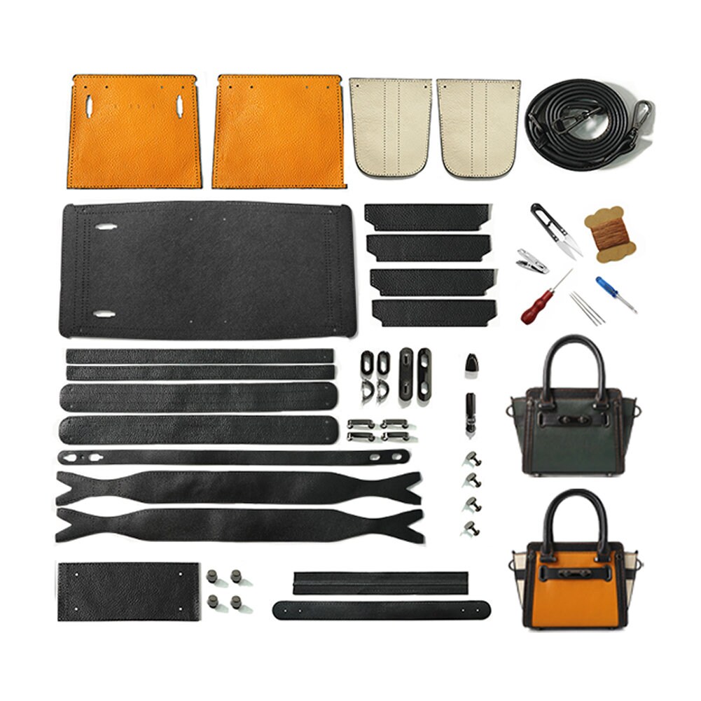 Bag DIY Kit Genuine Leather Bag Materials Kit Handmade Retro Etsy