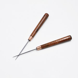 Leather Sewing Awl with Wooden Handle for Punch Stitching Sewing DIY Handmade Leather Craft Repair Tools