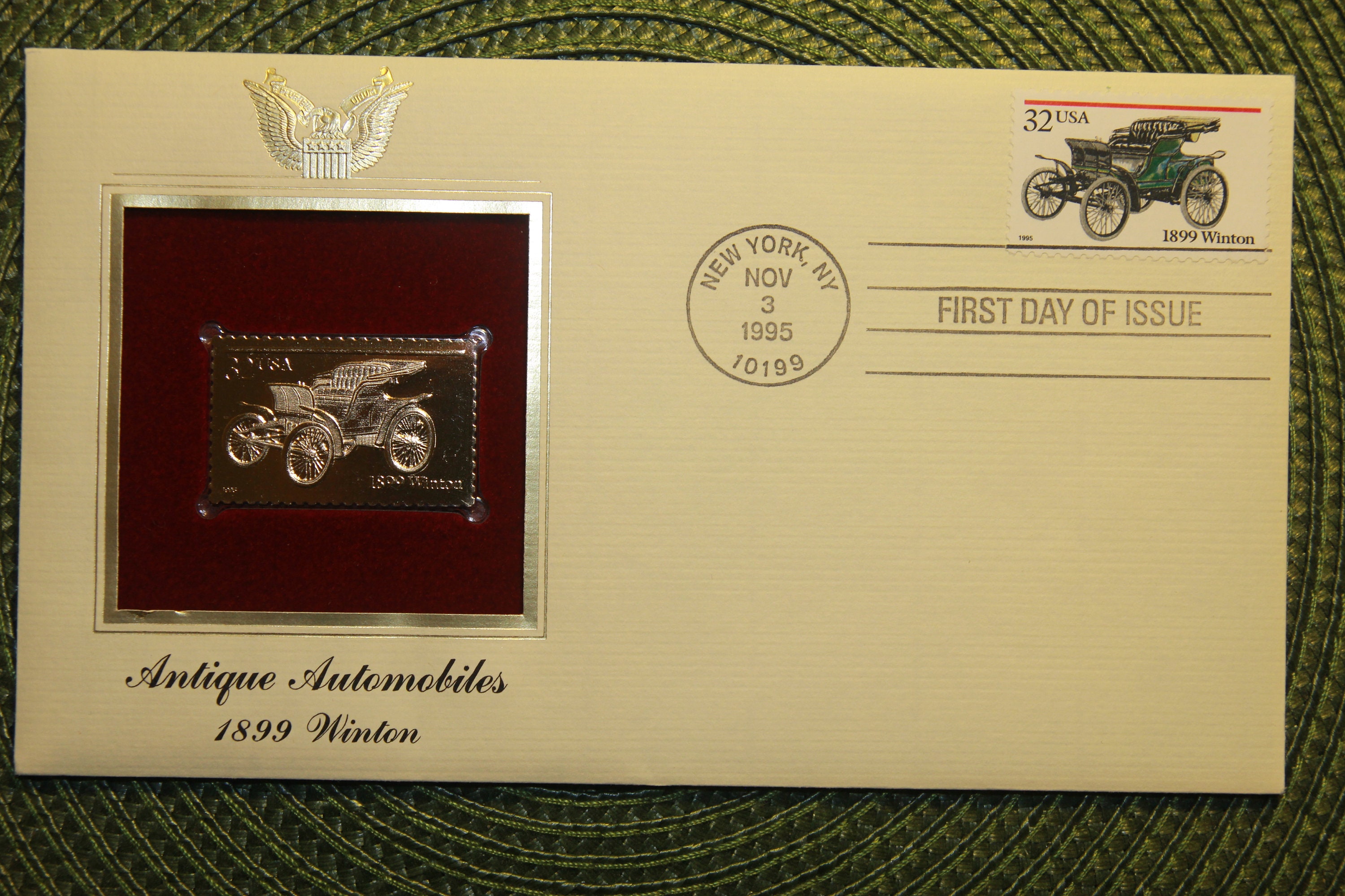 First Day Issue 24K Gold Stamp Replica 1899 Winton Antique Etsy