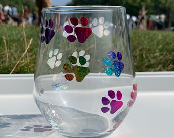 Rainbow Paw print glasses for animal lovers