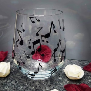 Music note drinking glass gift for music lover, gift for musician image 1