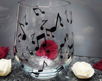 Music note drinking glass gift for music lover, gift for musician