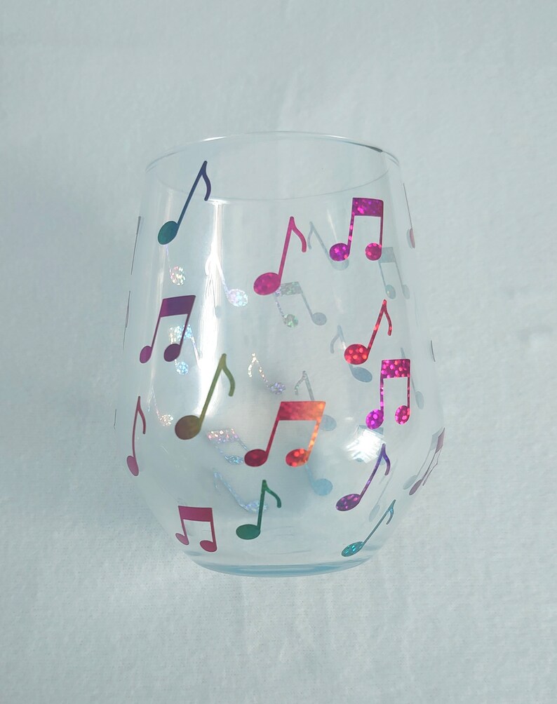 Music note drinking glass gift for music lover, gift for musician image 3