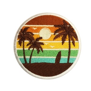 PatchClub Sunset Surf & Beach Outdoor Adventure Patch - Colorful All Embroidered Cool Iron On/Sew On Patches