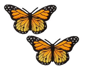 Monarch Butterfly Patch (Set of 2): 3-inch Embroidered Iron-On Applique