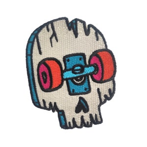 Skate Skull Patch Fully Embroidered - Colorful Cool Patch - Iron On/Sew On by PatchClub