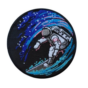 PatchClub Space Surfing Astronaut Patch - Cool Space Surfer Patches - Embroidered Iron On/Sew On for Backpack, Hat, Jacket