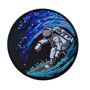 PatchClub Space Surfing Astronaut Patch - Cool Space Surfer Patches - Embroidered Iron On/Sew On for Backpack, Hat, Jacket