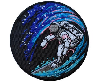 PatchClub Space Surfing Astronaut Patch - Cool Space Surfer Patches - Embroidered Iron On/Sew On for Backpack, Hat, Jacket