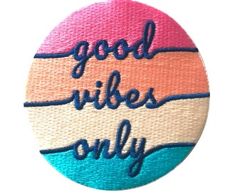 Good Vibes Only Patch: Gestickte Hippie Applikation