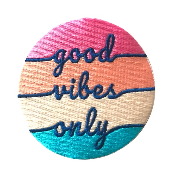Good Vibes Only Patch - Iron On/Sew On - Hippie Patch, Fully Embroidered Colorful Cool Patch by PatchClub