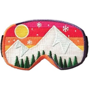 PatchClub Ski Snowboard Goggles Patch, 3.5 inches, Mountain Adventure Patch - Colorful, Fully Embroidered Iron On/Sew On