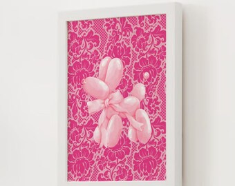 Pink balloon dog, 3 piece Digital Print Wall Art, Digital Print Download, Digital Download Wall Print, Wall Decor, Printable Wall Art.