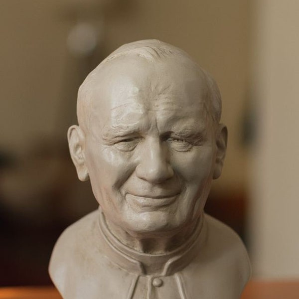 POPE John Paul II BUST -- Statue Figure Sculpture Papa Juan Pablo Christianity Vatican