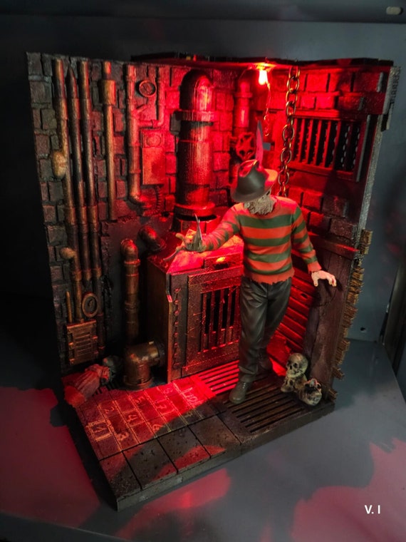 Custom 1/6 DIORAMA Freddy Krueger NIGHTMARE on Elm Street Scale 1:6  Handmade Ideal for 12 Action Figures 