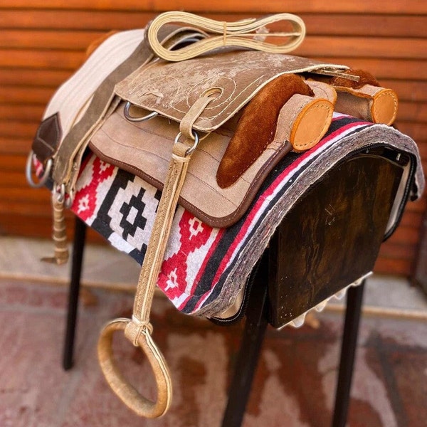 Argentine GAUCHO "Pampa" Horse SADDLE Leather + Bridle Rein Bit Stirrups  Western Rawhide Cowboy