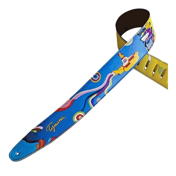 THE BEATLES Yellow Submarine Guitar or Bass STRAP -- Eco Leather -- Adjustable !!!