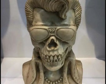 ELVIS PRESLEY Skull BUST -- Resin Statue Figure Sculpture Rock The King Display