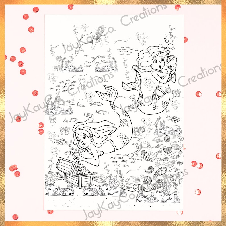 Printable Little Mermaids Coloring Book 35 Printable Mermaid - Etsy