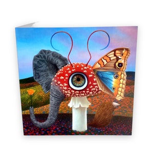 Carte Champignon Fou - Carte d’Art Créature Champignon- Art Fungi- Carte d’Art Surréaliste- Peinture Surréaliste- Cartes d’Art Fou- Cartes d’Art Fantaisistes