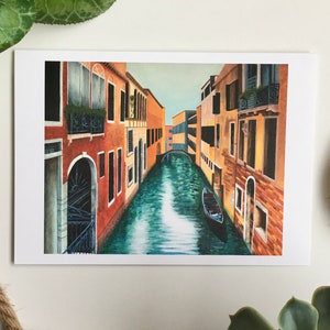 Carte de Venise- Carte blanche- Carte de voeux- Carte peinte- Cartes d’art au Canada- Venise- Italie- Cartes d’anniversaire- Cartes de vacances- Cartes de célébration