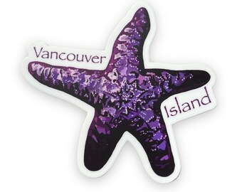 Purple Starfish Vancouver Island Sticker- Vancouver Island Art- Vancouver Island Sticker- Victoria BC Art- Starfish Sticker- Purple Starfish