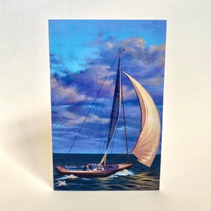 Sailboat card- Sailing card- Sailing birthday- Blank note cards- Greeting cards- Art cards in Canada- Painted cards- Ocean Cards- Nautical