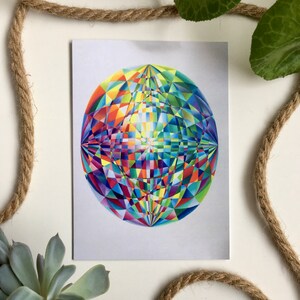 Rainbow Card- Gem Card- Gemstone- Greeting card- Blank Card- Birthday Card- Celebration card- Art prints- Art cards in Canada- Rainbow
