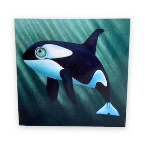 Orca Karte- Vancouver Island Kunst- Wal Karte- Veranschaulichung Wal-Wal-Wal-Orca-Malerei- Cartoon Wal- Victoria BC- Ocean Cars- Ocean Art