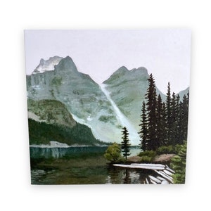 Carte d’art des montagnes et des lacs canadiens- Carte de peinture de paysage de Blue Lake- Carte canadienne d’art paysager- Cartes Banff- Lake Louise Art- Carte d’art