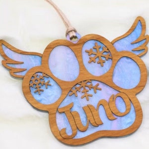 Christmas ornament. Dog memorial with name