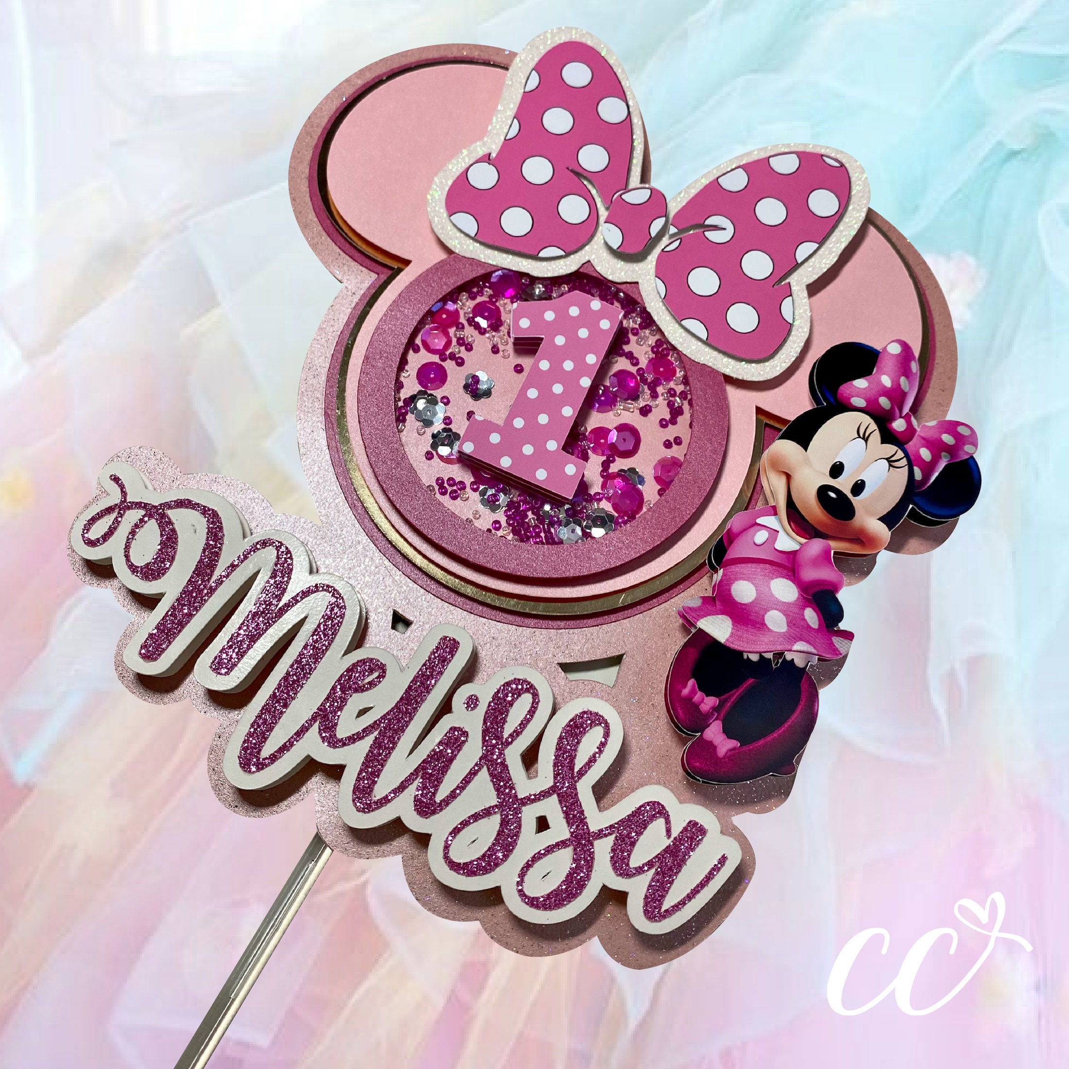 Minnie Mouse Cake Topper Shaker Etsy