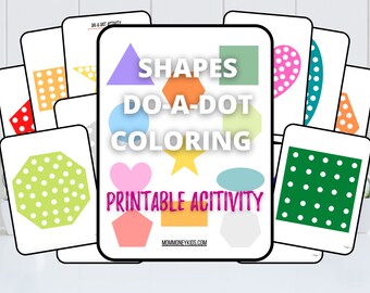 Shapes Do A Dot Coloring Printable Download, Shapes Practice, Do A Dot Worksheet, Homeschool, Preschool Activity