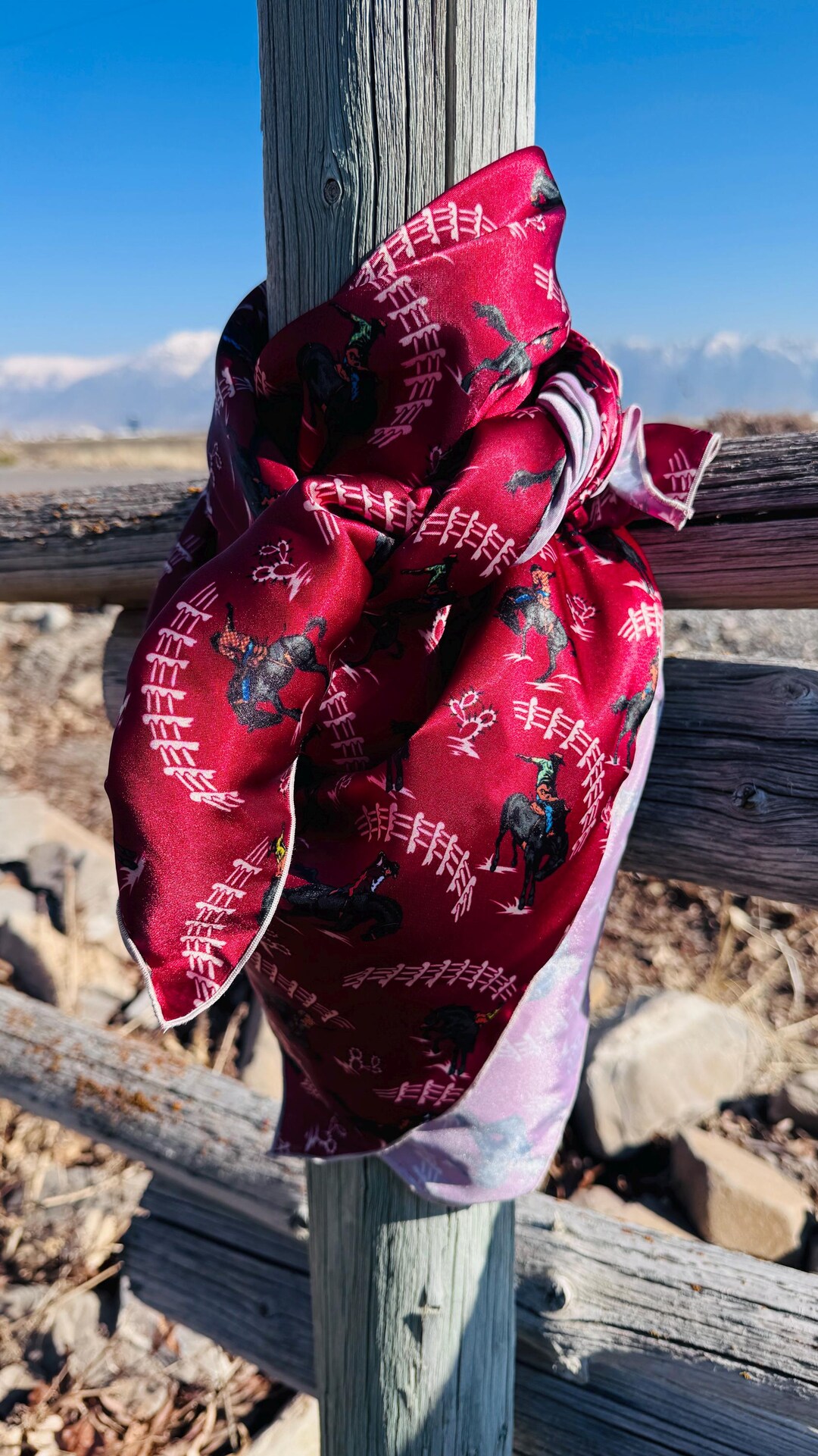 Handmade Rodeo Wildrag: Maroon Cowboy Print Polyester Scarf - Etsy