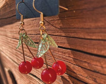 Red Cherry Dangle Earrings