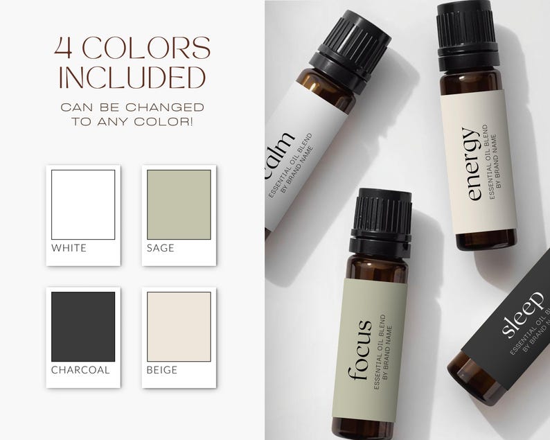 Editable Roller Ball Label Template, 10ml Essential Oil Bottle Label, DIY Cosmetic Packaging, Product Label Design, Printable Canva Template image 4