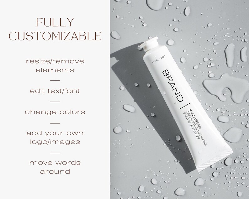 Hand Cream Label Options Cosmetic Tube Label Template, Editable Hand Cream Label Design, Custom ...