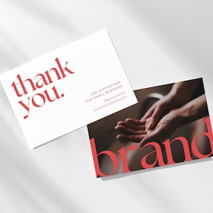 Bearbeitbare Geschäft Dankeskartenvorlage, Benutzerdefinierte Dankeskarte, Markenverpackungskarte, druckbare Canva-Vorlage, digitaler Download