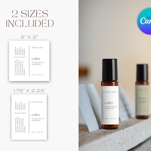 Editable Roller Ball Label Template, 10ml Essential Oil Bottle Label, DIY Cosmetic Packaging, Product Label Design, Printable Canva Template image 5