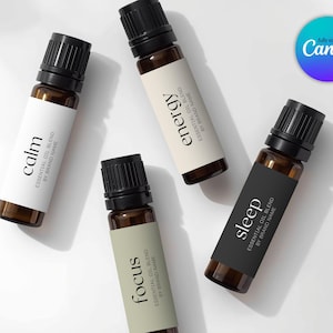 Editable Roller Ball Label Template, 10ml Essential Oil Bottle Label, DIY Cosmetic Packaging, Product Label Design, Printable Canva Template image 2