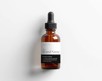 Modello di etichetta per flacone contagocce, etichetta modificabile per olio essenziale, confezione cosmetica personalizzata, progettazione di etichette per prodotti, modello Canva stampabile