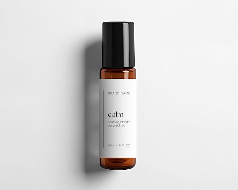 Editable Roller Ball Label Template, 10ml Essential Oil Bottle Label, DIY Cosmetic Packaging, Product Label Design, Printable Canva Template image 1
