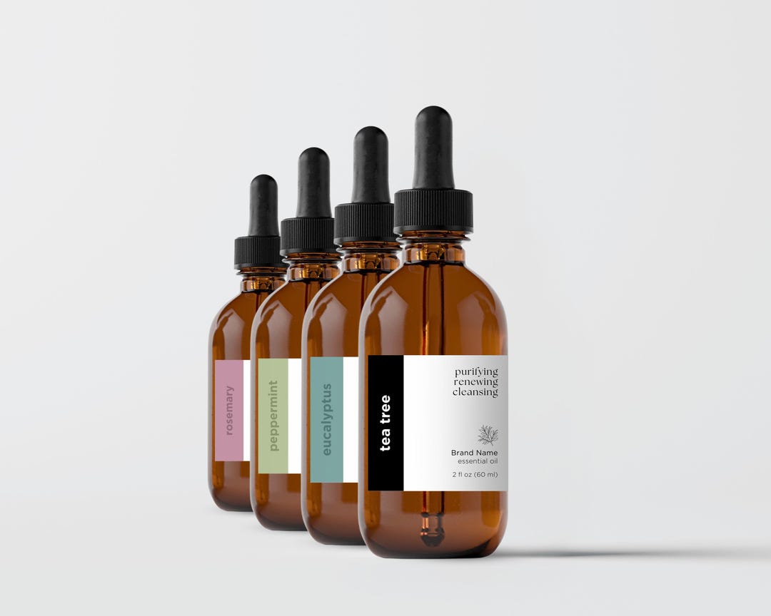 Dropper Bottle Label Template, Editable Essential Oil Label, Custom ...