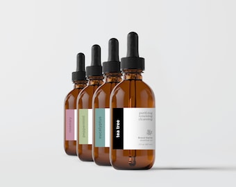 Modello di etichetta per flacone contagocce, etichetta modificabile per olio essenziale, confezione cosmetica personalizzata, progettazione di etichette per prodotti, modello Canva stampabile