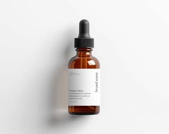 Modelo de Rótulo para Frasco Conta-Gotas, Rótulo Editável para Óleo Essencial, Embalagem Personalizada para Cosméticos, Design de Rótulo de Produto, Modelo Imprimível do Canva