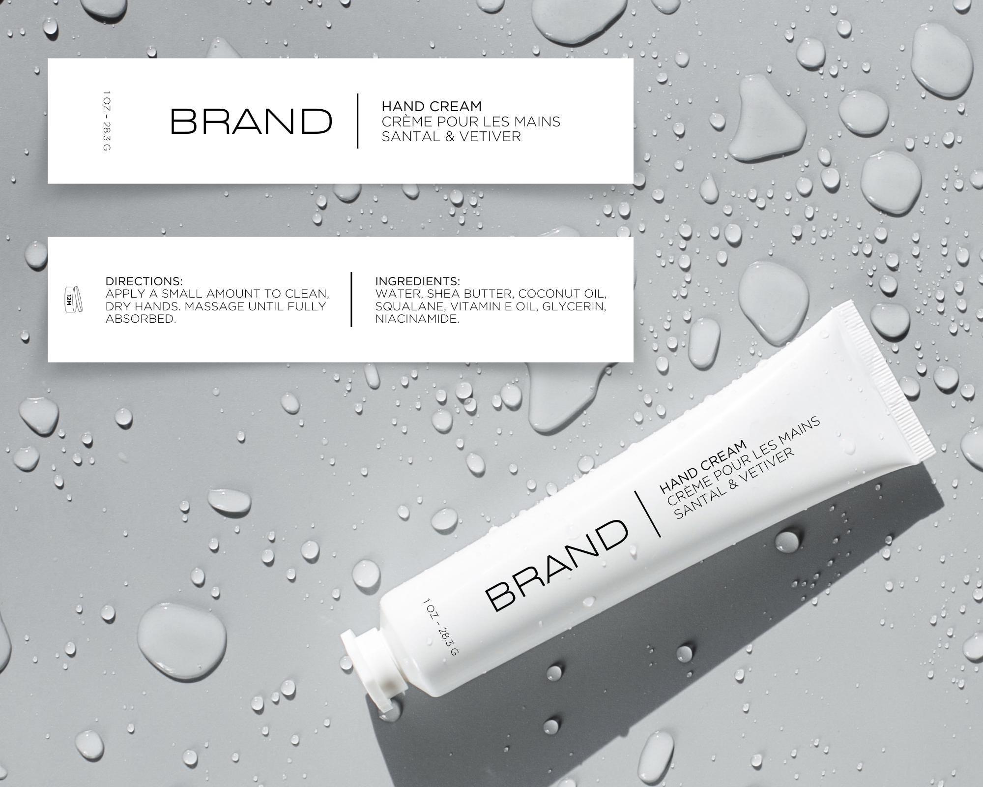 Hand Cream Label Options Cosmetic Tube Label Template, Editable Hand Cream Label Design, Custom ...