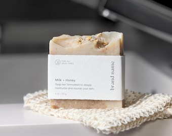 Plantilla de etiqueta editable para pastilla de jabón, etiqueta horizontal envolvente, empaque de jabón personalizado, diseño de etiqueta de producto DIY, plantilla imprimible de Canva