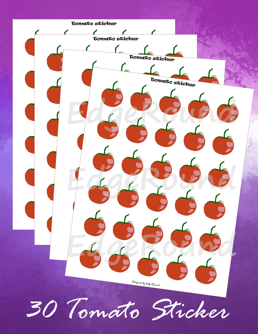 Tomato Sticker Rwards Cute Digital Tomato Sticker Sheet - 30 - Etsy